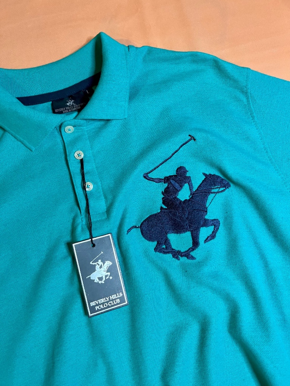 NWT Beverly Hills Polo Club Teal Men's Polo w/ Embroidered Logo